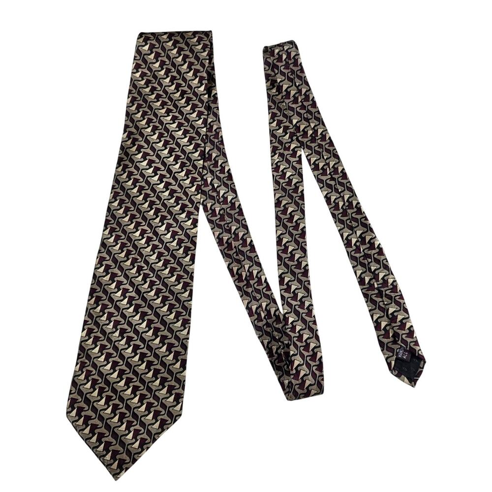 VTG Carlo Battini All Silk Tie Men Geometric Roma Handmade 3.75” Italy Preppy‎